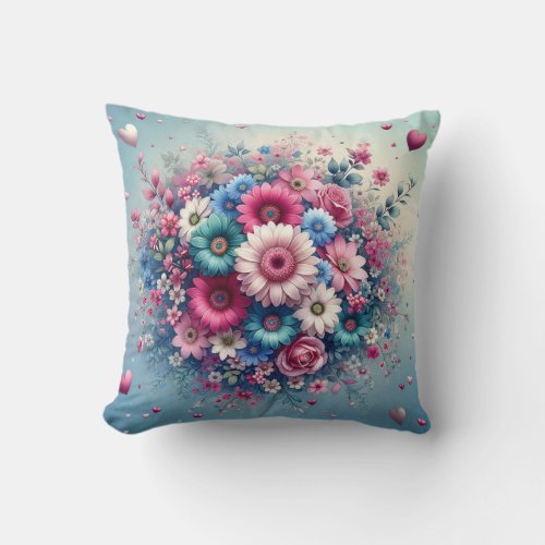 Bunch Of Flowers Throw Pillow 