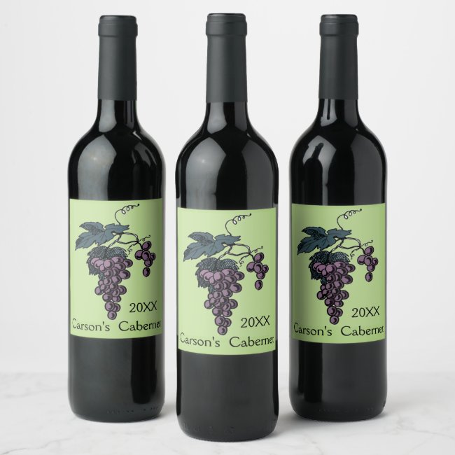 Bunch of Grapes Design Wine Label
