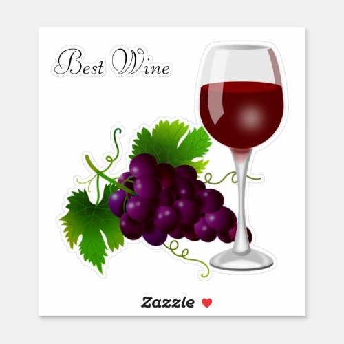 Bunch of Grapes  Glass of Wine Sticker