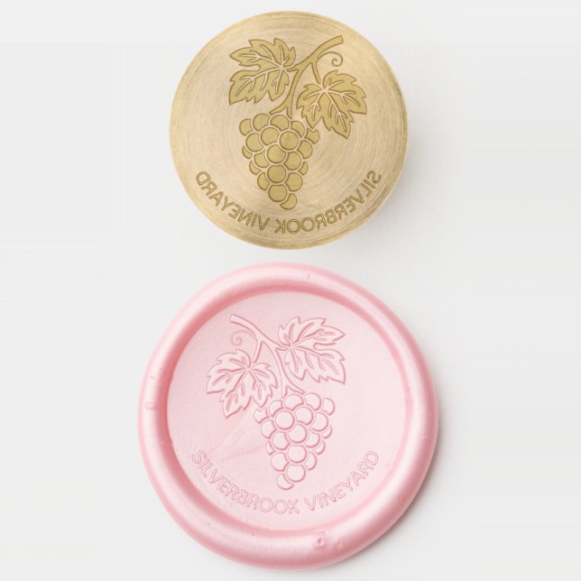 Bunch of Grapes Vineyard Custom Text Wax Seal Stamp (Stamped)