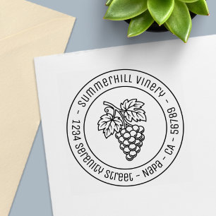 Bunch of Grapes Vineyard Round Address Self-inking Stamp