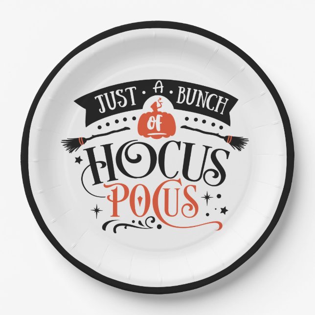 Bunch of Hocus Pocus Halloween Typography   Paper Plates (Front)