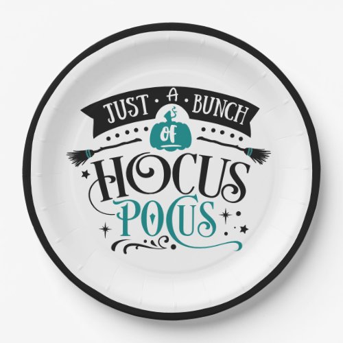 Bunch of Hocus Pocus Halloween Typography  TEAL Paper Plates