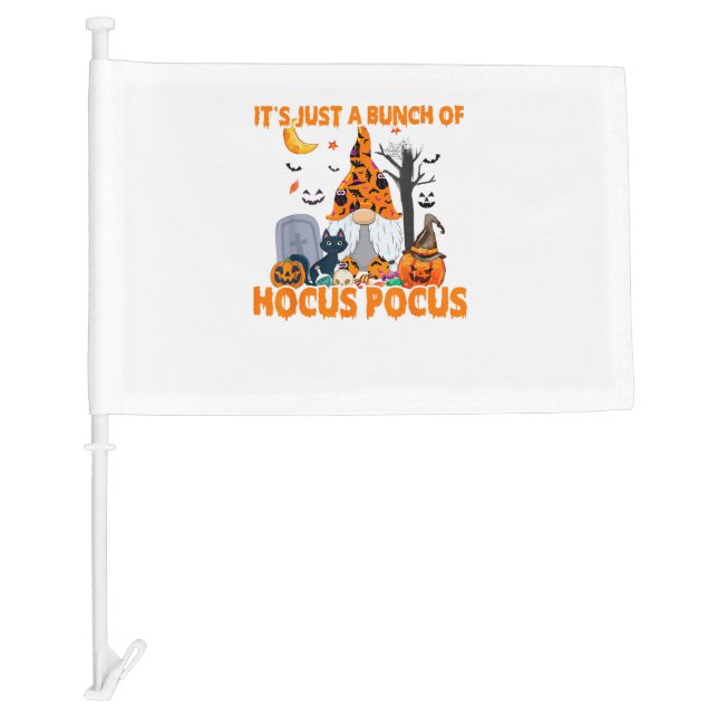 Bunch of Hocus Pocus Pumpkin Gnome Bats Scary Cat  Car Flag (Front)