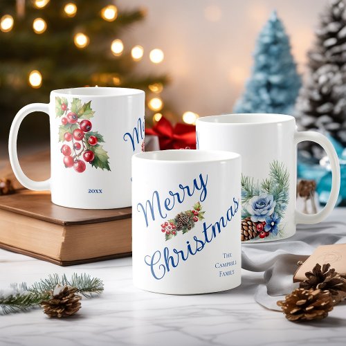 Bunch of Holly Berries Family Name Christmas Year  Coffee Mug