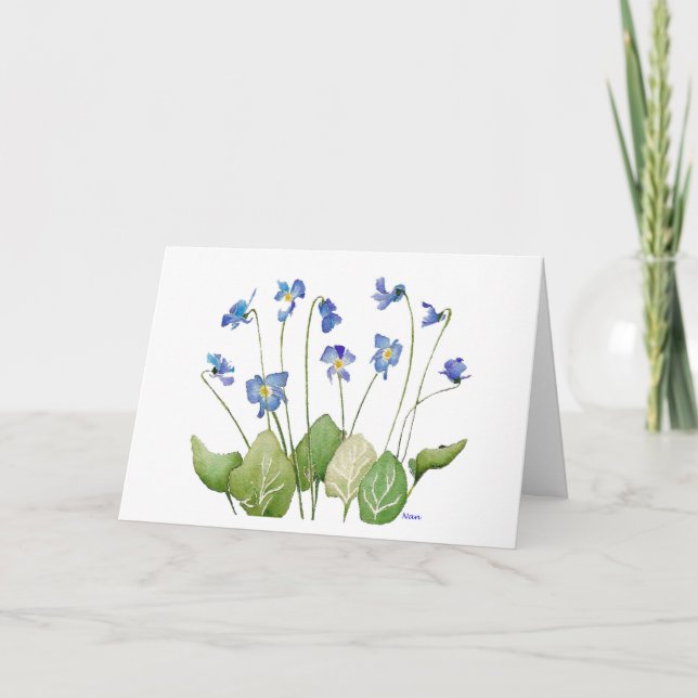 Bunch of Lavender Blue Violets Easter Card (Front)