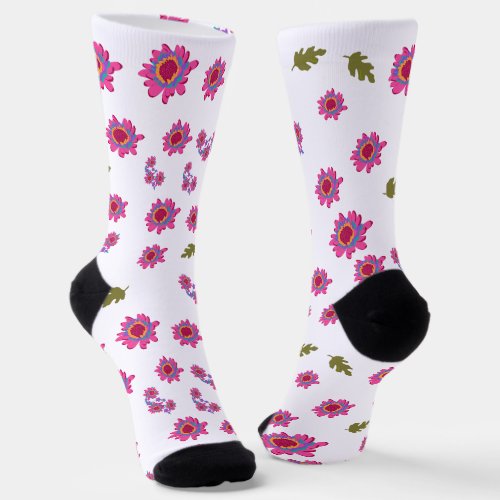 Bunch of Mums Pink Floral Socks