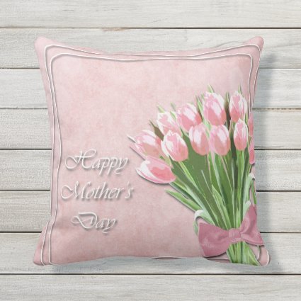 Bunch of Pink Tulips mother's Day Throw Pillow