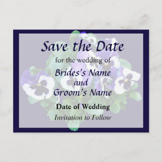 Bunch of Purple and White Pansies Save the Date Announcement Postcard