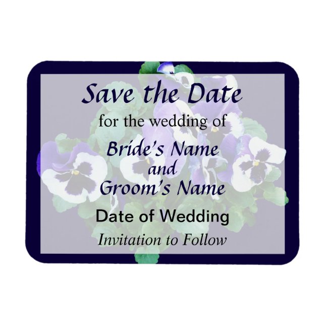 Bunch of Purple Pansies Save the Date Magnet (Horizontal)