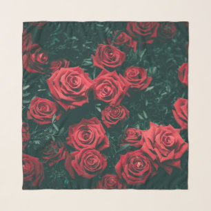 Bunch of red roses scarf