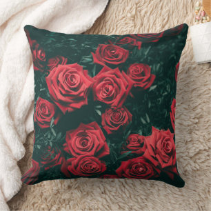 Bunch of red roses throw pillow