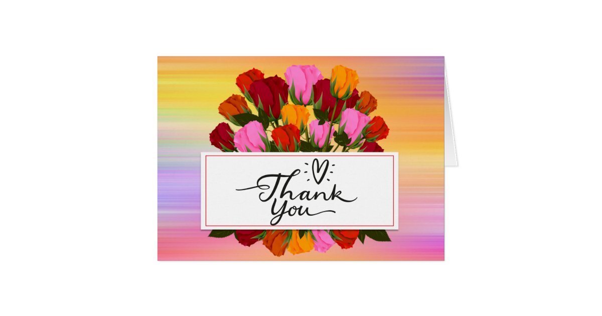 Thank You Rfs Bunch of Roses Thank You Card | Zazzle