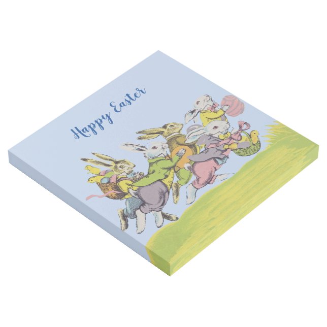 Bunch of Running Easter Rabbits in Grass Eggs Gallery Wrap (3/4)