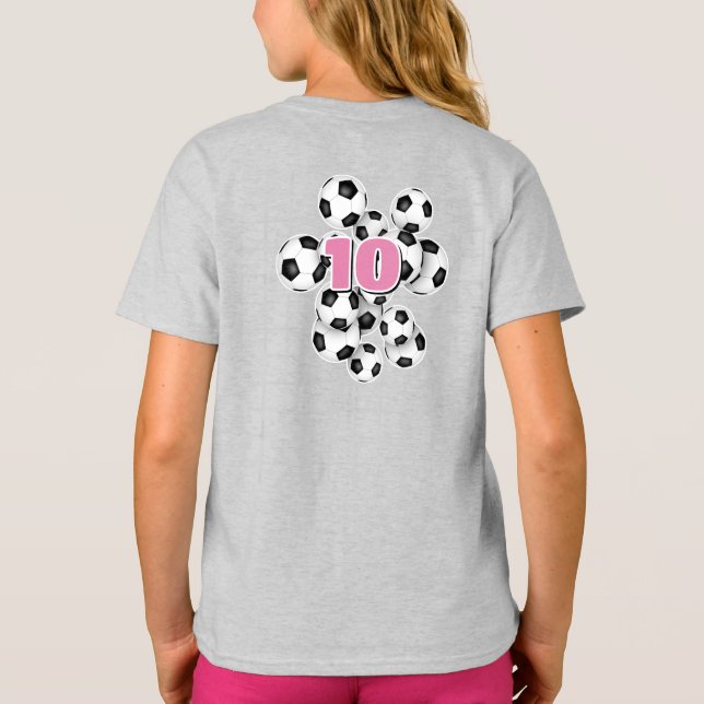 bunch of soccer balls athlete name T-Shirt (Back)