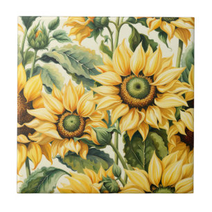 Bunch of Sunflowers Ceramic Tile