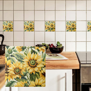 Bunch of Sunflowers Ceramic Tile