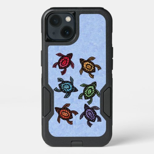 Bunch of Swimming Abstract Turtles Colored Shells iPhone 13 Case