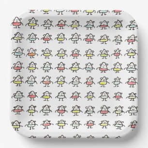 Bunch of Tiny Cartoon Funny Characters Paper Plate