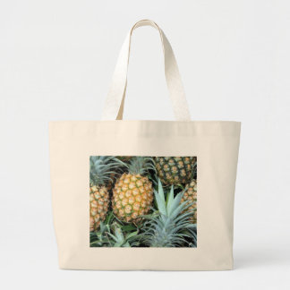 Bunch of Tropical Hawaiian Pineapples Large Tote Bag