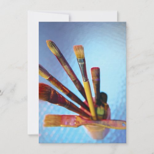 Bunch Of Used Paint Brushes Invitation