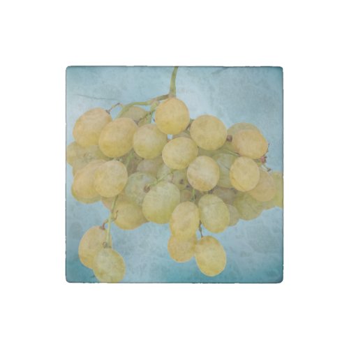 Bunch of  white grapes stone magnet