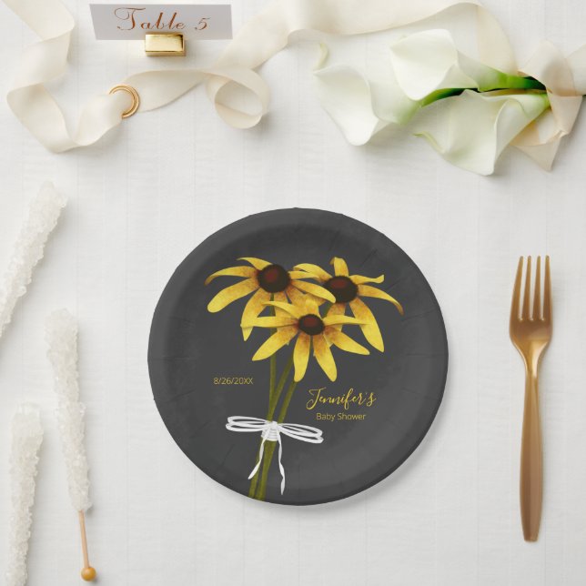 bunch of wildflowers Black Eyed Susan baby shower Paper Plates (Wedding)