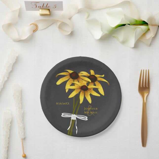 bunch of wildflowers Black Eyed Susan wedding Paper Plates (Wedding)