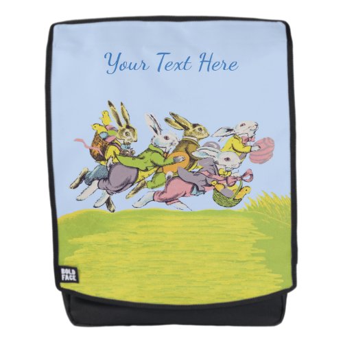 Bunch White Easter Rabbits Running in Grass Eggs Backpack