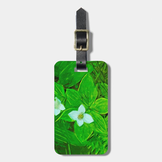 Bunchberry White Wildflower Abstract Luggage Tag (Front Vertical)