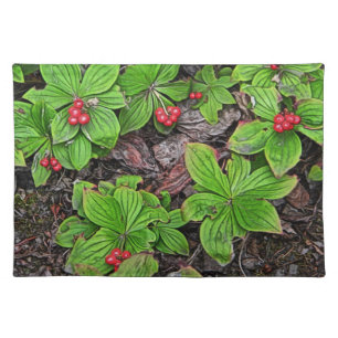 Bunchberry With Berries Cloth Placemat