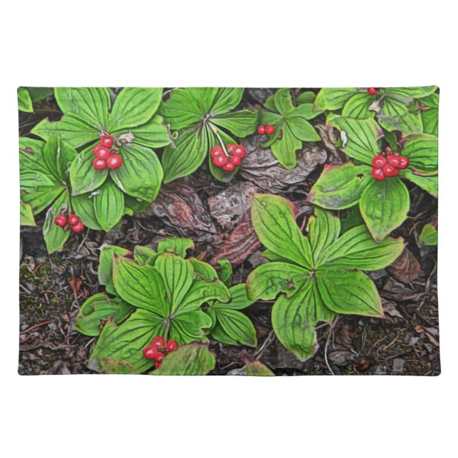 Bunchberry With Berries Cloth Placemat (Front)
