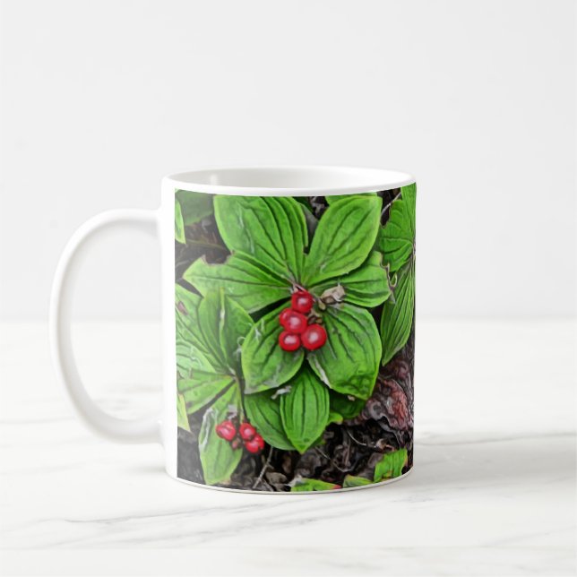 Bunchberry With Berries Coffee Mug (Left)