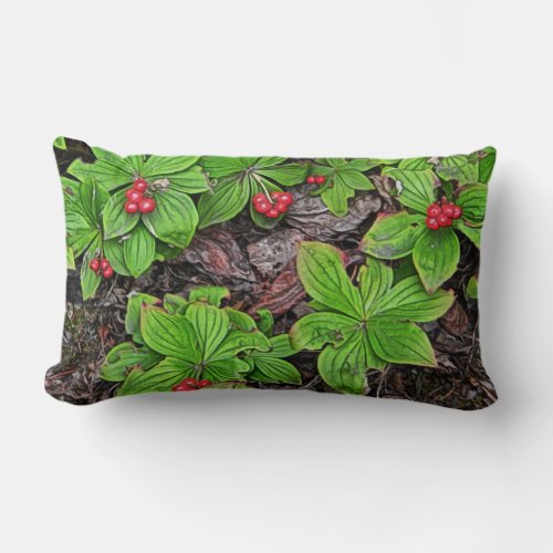 Bunchberry With Berries Lumbar Pillow