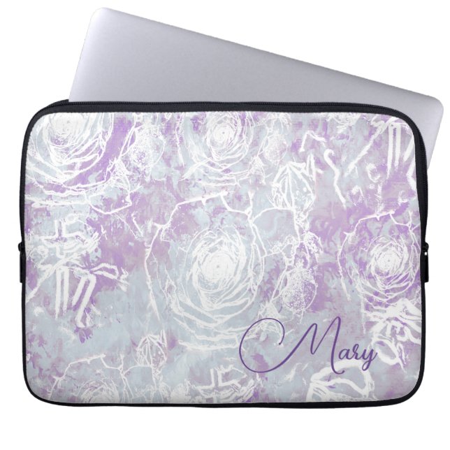 Bunched Roses/Lavender Gray Laptop Sleeve (Front)