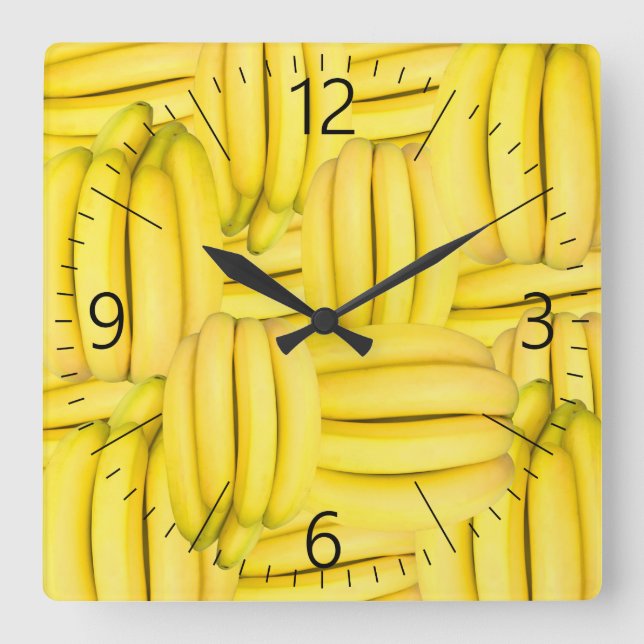 Bunches of banana pattern square wall clock (Front)