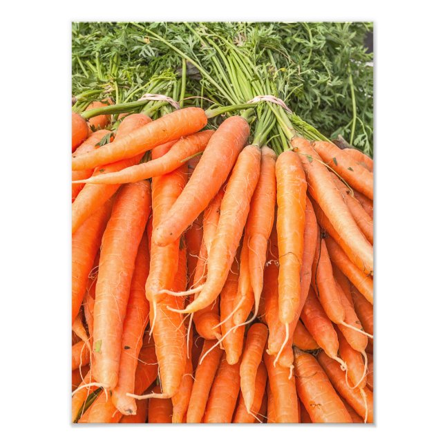 Bunches of Bright Orange and Green Carrots Photo Print (Front)