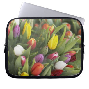 Bunches of colorful tulips laptop sleeve
