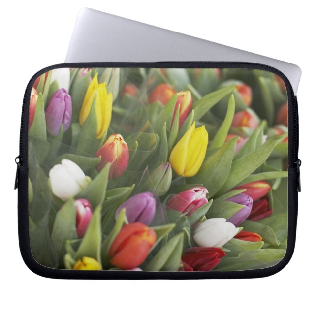 Bunches of colorful tulips laptop sleeve (Front)
