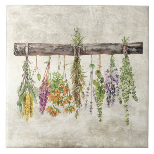 Bunches of Dried Rustic Wildflowers Ceramic Tile