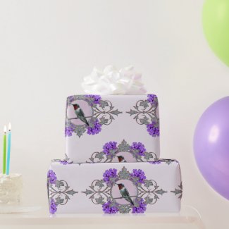 Bunches of Flowers and Ruby Throated Hummingbird Wrapping Paper