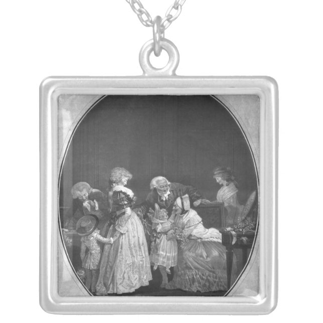 Bunches of flowers or celebrating grandmother silver plated necklace (Front)