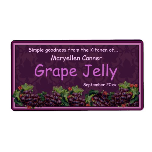 Bunches of Grapes for Jam or Jelly Jars Label