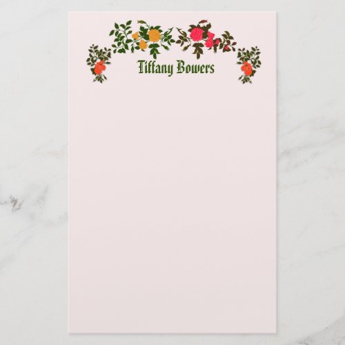 Bunches of Pretty Summer Roses Stationery