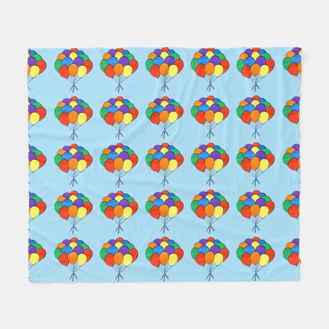 Bunches of Rainbow Colored Balloons Fleece Blanket (Front (Horizontal))
