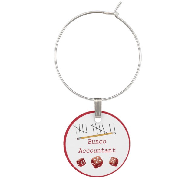 Bunco Accountant by Artinspired Wine Charm (Front)
