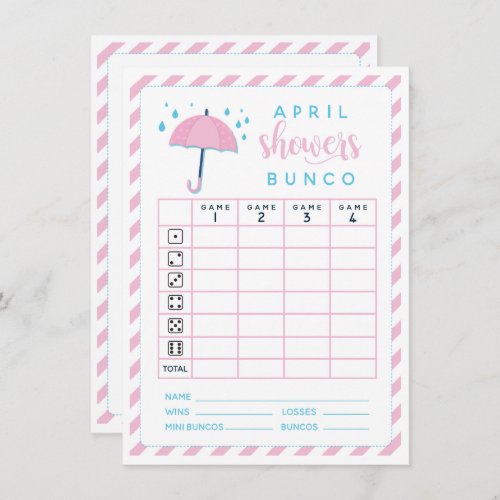 Bunco April Showers double sided scorecard Invitation