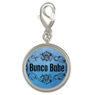 Bunco Babe With Blue Silver Background Charm
