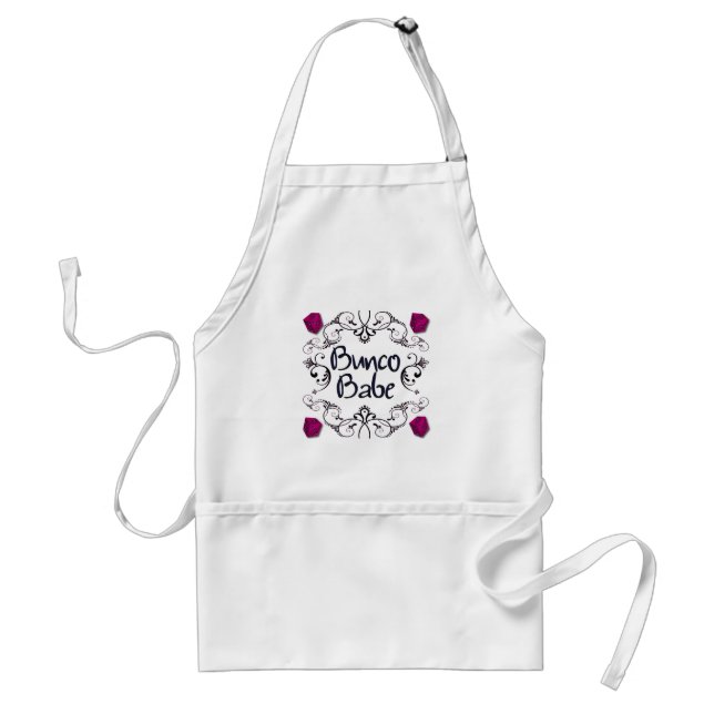 Bunco Babe with Swirls Button Adult Apron (Front)