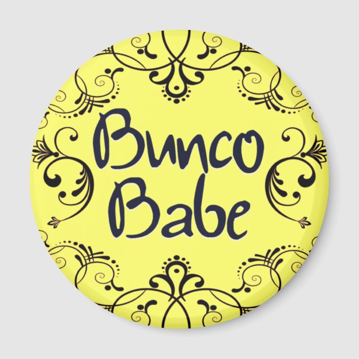 Bunco Babe with Swirls Button Fridge Magnets